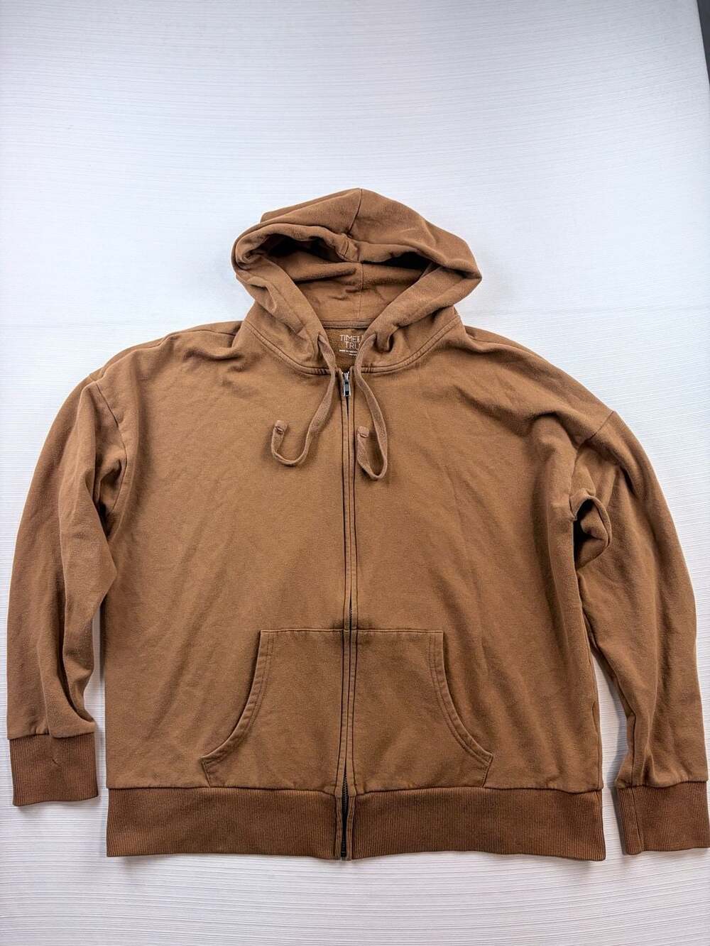 Time And Tru Zip-Up Hoodie Size XL (16-18) Brown Pocket Drawstring